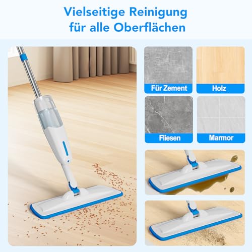 Enigma Sprühwischer 137cm mit 3 Tüchern Nass/Trocken - Nachfüllbar - Leicht Bodenwischer mit Sprühfunktion für Hartböden/Laminat/Holz/Fliesen/Vinyl/Steinböden