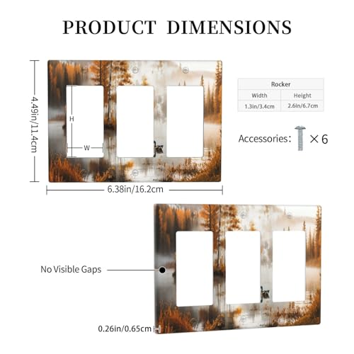 Decorative Outlet Covers Funny Ducks Vintage Lakeside Landscape 3 Gang Wall Plate Triple Rocker Light Switch Cover Plate Jumbo Electrical GFCI Faceplate for Bedroom Home Decor