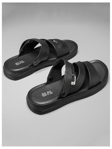 GORGLITTER Men's Beach Leather Sandals 2025 Slide Footwear Slip On Slippers3