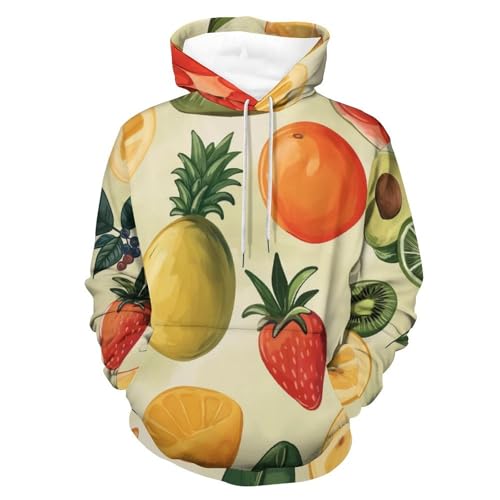 Sweat à capuche hoodie à imprimé original fraise-ananas manches longues S