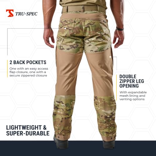 Image of Tru-Spec Xpedition Tactical Pants for Men - Water-Resistant Outdoor Work & Hiking Pants with Dual Zippered Cooling Vents | Water-Resistant Outdoor Work & Hiking Pants, Dual Zippered Cooling Vents, Ripstop Fabric, 4-Way Stretch Panels
