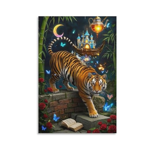 Cuadro de tigre para decorar paredes vacias de salon y habitaciones amplias