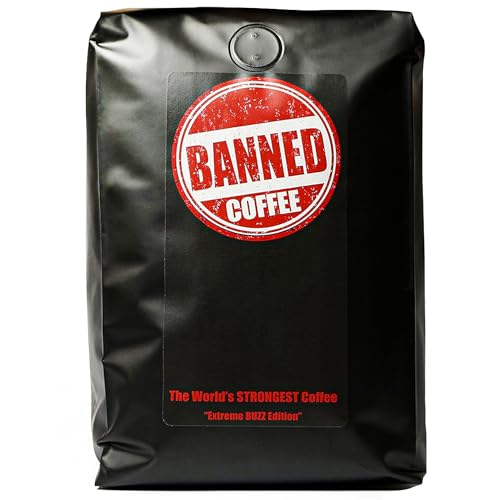 Banned Coffee&trade; Ground - World&rsquo;s Strongest High Caffeine Coffee That Shouldn&rsquo;t Be Allowed - Bold Medium-Dark Roast Arabica & Robusta Blend - Extreme Energy & Smooth Flavor - Fresh Roasted in the USA - 32oz (2 LBS) Bag