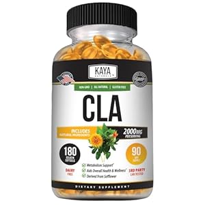 Kaya Naturals CLA Capsules – Conjugated Linoleic Acid – Non-GMO & Gluten-Free (180 Count (Pack of 1))