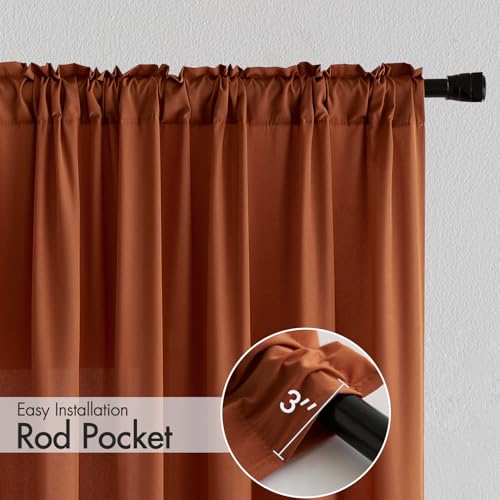Image of MIULEE Terracotta Fall Semi Sheer Privacy Curtains 2 Panels 52W x 96L | Semi sheer privacy, non-see-through, light filtering, fits kitchen, bathroom, bedroom