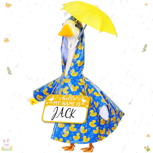 Mindsoft 3 Pcs Raincoat Goose Outfit Umbrella Sign, Rubber Ducks, Blue