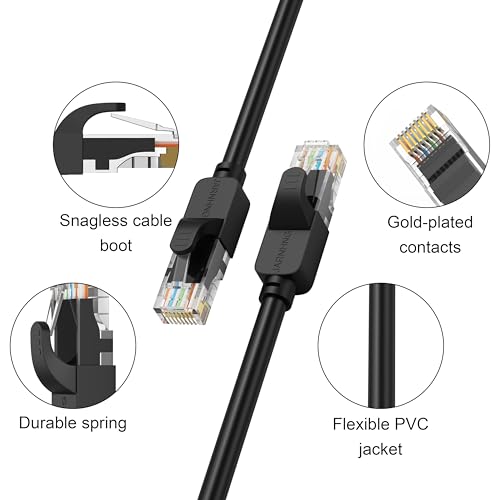 Cat 6 Ethernet Cable 1.5 ft, Indoor/Outdoor High Speed 10Gbps Internet Cable, Black RJ45 LAN Patch Cables, Ethernet Cord Suitable for Games, Computers, Televisions, Routers, Printers - Image 3