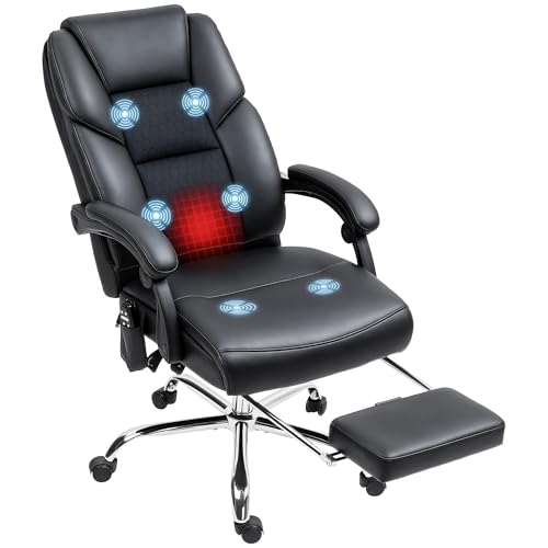 HOMCOM Sedia da Ufficio Massaggiante e Riscaldata, Poltrona da Uf...