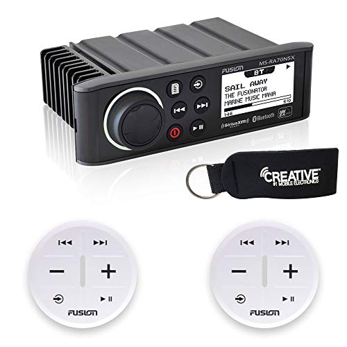 Fusion MS-RA70NSX Marine Entertainment System with Two Wireless Remotes for Dual Zones - White