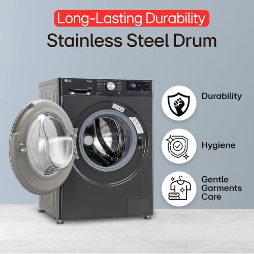 Image of LG Smart Choice,11 Kg (Wash) /7 Kg (Dry), AI Direct Drive Technology, Steam, 6 Motion DD & Wi-Fi Front Load Fully Automatic Washer Dryer (FHD1107SWM, Intelligent & Convenient Fabric Care, Middle Black)