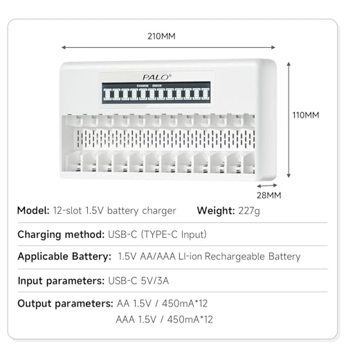 Palogreen 12 Bay Universal Lithium Battery Charger For Rechargeable Aa Aaa Lithium Batteries thumb #6