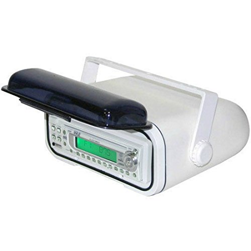 1 PYLE PLMRCW3 contenedor para estéreo Marino o Radio de Coche Impermeable y Resistente al Agua y al Sol Blanco para Bote Piscina, 1 Pieza