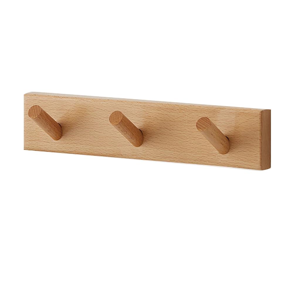 Lmysxaoz Yellow Solid Wood Coat Rack Wall Mount, Wooden Hooks Entryway Hanging Rail Clothes Towel Racks With Hook For Coat, Bag, Towel, Key, Hat, Umbrella 3Hook