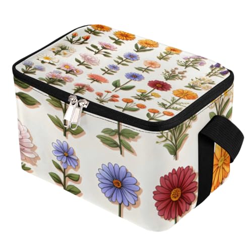GzLeyigou Lunch Bags for Women Men 9 Cans,Botanical Flowers Hot & Cold Food Delivery Bag Insulated Grocery Bag Insulated Lunch Box Small Floral Cooler Bag for Office Work Picnic Beach