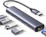 UGREEN USB 3.0 sur l'adaptateur Ethernet 5-Port USB Hub avec 1Gbps | RJ45 Adaptateur réseau Gigabit pour Hub Ethernet Compatible avec MacBook, Surface Pro, Windows, XP, Vista, Linux, Mac