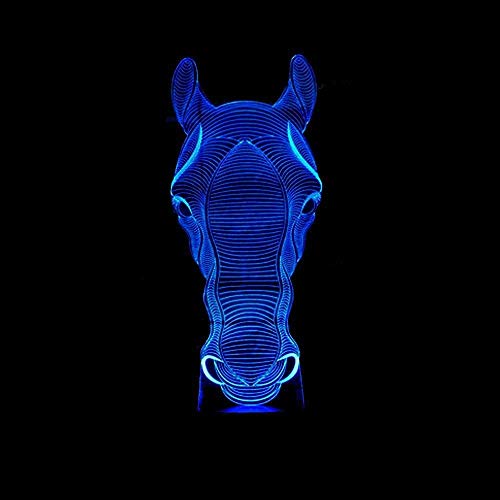 Preisvergleich Produktbild Tierpferdekopf 3D Nachtlicht Für Kinder Nachttischlampe 7 Farbwechsel Mit Fernbedienung Usb-Ladekabel Kinderzimmerdekoration Weihnachtskindergeschenk