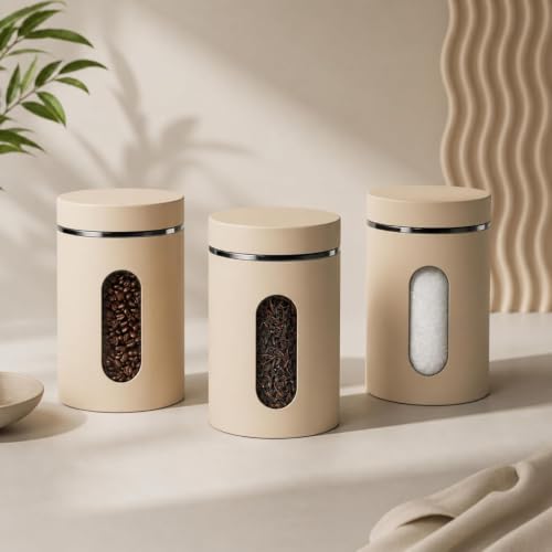 Image of SR (Set of 4) Oval Window Plastic Storage Container (1000ml) | Airtight Kitchen Storage Containers | Containers for Kitchen Storage with Window for Snacks, Dry Fruits, Tea & Coffee (Multicolor)