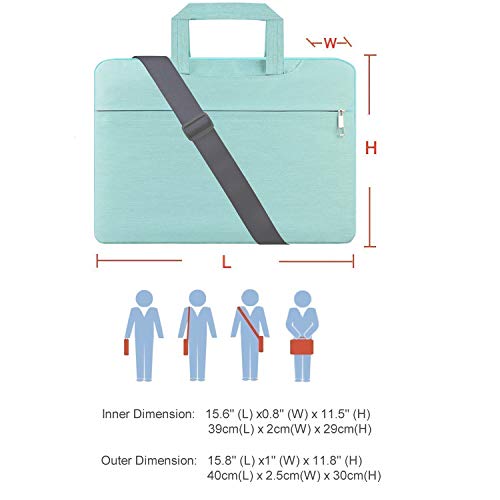 Laptop Shoulder Bag, HESTECH 15.6 Laptop Case Sleeve Business Messenger Briefcase Carrying Handbag for Women Men Fits 15-16 Inch Dell HP Acer Aspire 5/Predator Helios 300 Chromebook Ultrabook, Green - Thumbnail 3