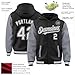 Fanscustom Custom Jock Jacket Black and Gray Varsity Jackets Hoodies Baseball Letterman Bomber Lightweight Letterman Fashion Bomber Personalized Hiking Jackets College Jackets