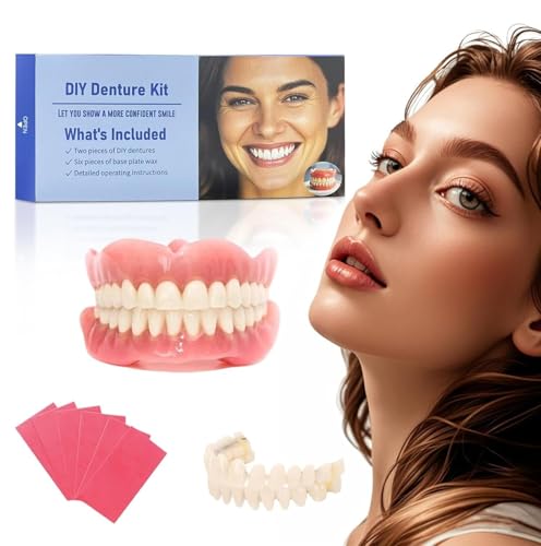 Dentures DIY Kit: Full Set Top & Bottom Fake Teeth for at-Home Smile Enhancement - Easy & Universal Fit-YY04