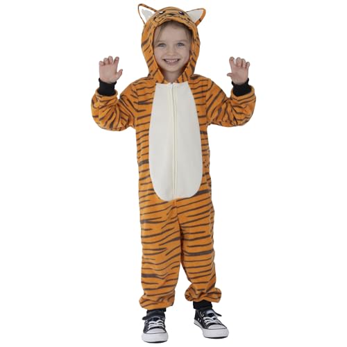Sincere Party Tiger Onesie Novelty Tiger Jumpuit with EMB Face Costume for Kids 2XL(12-14)
