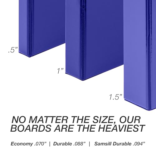 Image of Samsill Durable 0.5 Inch Binder, D Ring Binder, Customizable Clear View Cover, Blue, 24 Pack, Each Holds 125 Pages