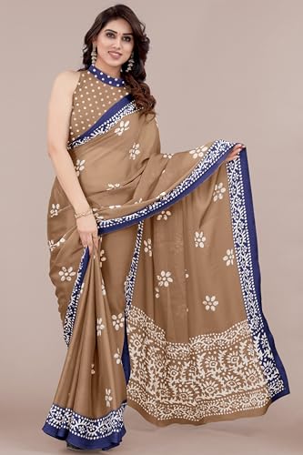 Image of MIRCHI FASHION Saree for Woman Chiffon Batik Printed | Lightweight Daily Wear Women's Office Sari with Blouse Piece (Available in 40 Colours)