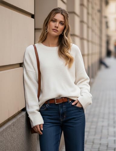 Image of Buauty Womens Oversized Long Sleeve Crewneck Fall Sweaters Chunky Fuzzy Knit Pullover Clothes 2025 Trendy Outfits