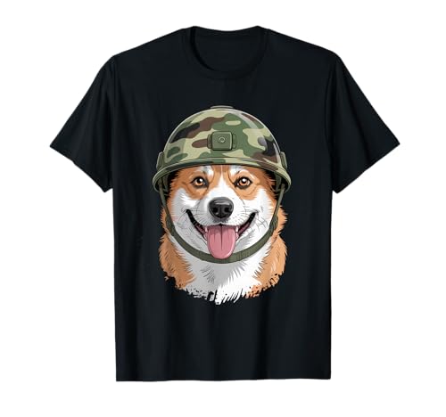 Funny Corgi Soldier Military Dog Outfit for Veterans and Pet T-Shirt