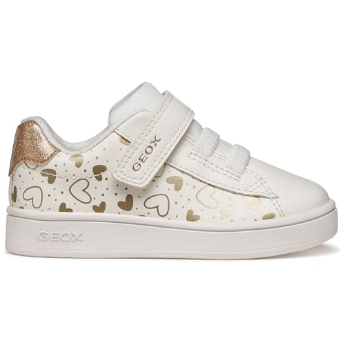 Geox B ECLYPER Girl A Baskets pour Fille - Blanc Optique/doré LT - Taille 27 EU