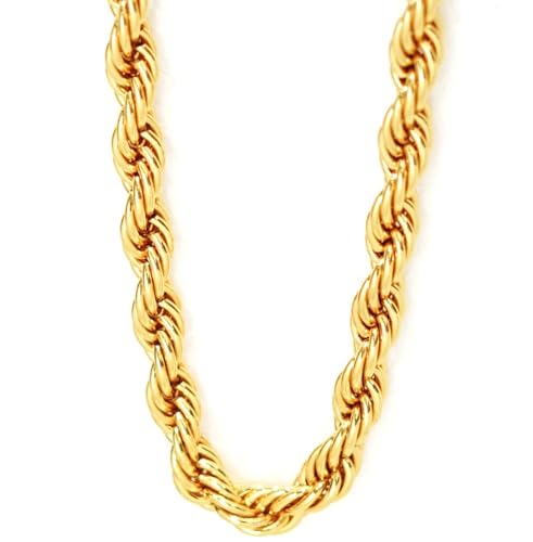 Ultimapraeda 10mm 24K Dookie Gold Rope Chain 80s 90s Rapper Necklace Men Women 24'