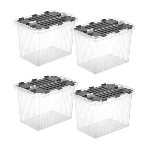 Image of Superio 26 L Deep Storage Container with Hinged Lid 27.5 Quart (4 Pack)