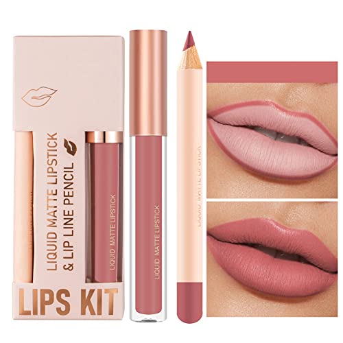 Lucoss Labial Permanente,Lápiz Delineador de Labios con Pintalabios,Perfilados de Labios Labiales Mate Larga Duracion Set (A9)