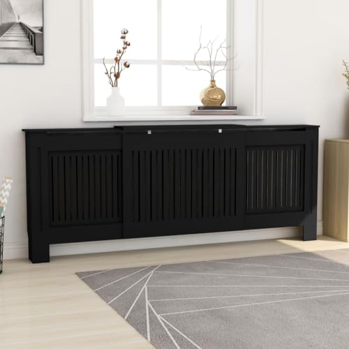 Cubierta para radiador de MDF negro de 205 cm de longitud 2
