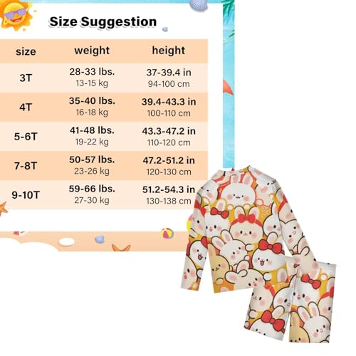 Bañador de manga larga anti-UV para niños con divertido estampado de conejo 3