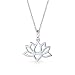 Produktbild Lotus Blume Blüte Schneiden Sie Anhänger Mit Kette Für Damen Für Freundin Für Yogi 925 Sterling Silber Mit Kette
