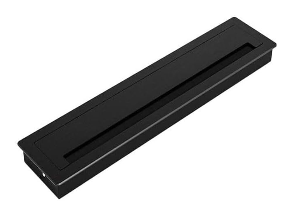 Passacavo da scrivania, passacavo tavolo, copricavo con spazzola antipolvere, gestione cavi(Black,90x200mm)