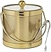 Hand Made In USA Brushed Gold Print Double Walled 3-Quart Insulated Ice Bucket With Bonus Ice Tongs
