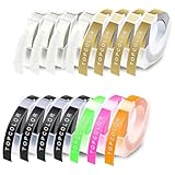 Topcolor 15-Pack 3D Label Tape Compatible for Dymo Embossing Label Tape 3/8 Inch Self-Adhesive Plastic Tape for Embossing Label Maker Organizer Xpress Pro 12965 12966 Office-Mate II 154000