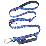 Tactical Dog Leash, 4-6FT Heavy Duty Strong Dog Bungee Leashes for Large Dogs Up to 150lbs, Reflective Dog Leash with Car Seat Belt for Training, Walking Lead for Smll Medium Dogs