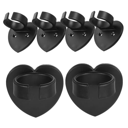 LIOOBO 6Pcs Microphone Wall Holder Rolling Mic Ring Heart Shaped Clip Mount for Secure Microphone and Nameplate Fixation for Recording Studios and Events
