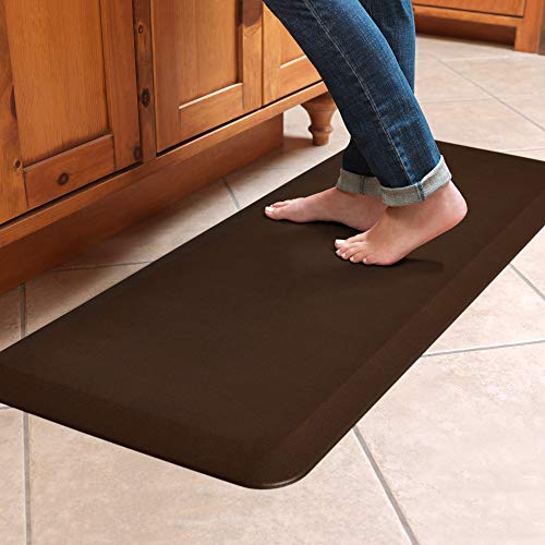 GelPro Designer Comfort 3/4\" Thick Ergo-Foam Anti-Fatigue Kitchen Floor Mat, 20\"x48\", Leather Grain Truffle