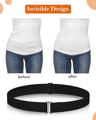 Image of SATINIOR 2 /3 /4 Pack Women Elastic Stretch Belt Invisible Sweater Shirt Tuck Band with Flat Buckle for Jeans Pants