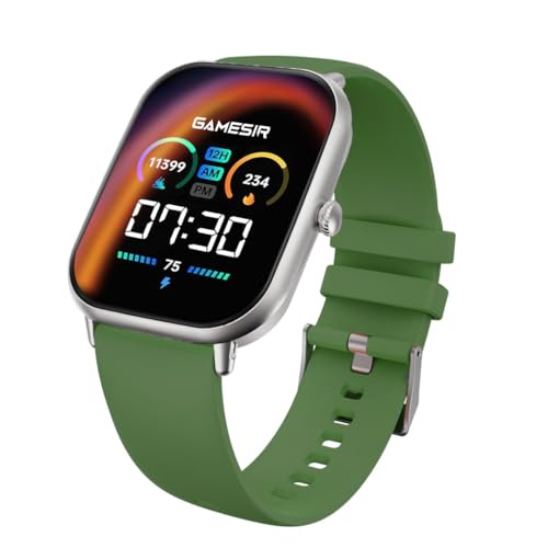 Image of GameSir H9 Smartwatch - Big Display | Bluetooth Calling | Heart Rate & SpO2 Monitor | 100+ Sports Modes | Long Battery | IP68 Waterproof | TFT Display | Design for Men & Women (Light Green)