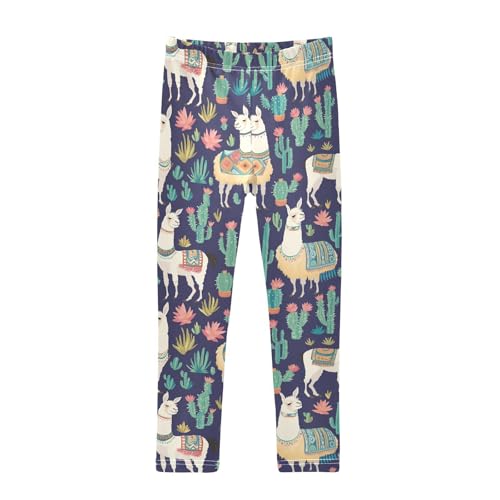 Wusikd Llamas Girls' Leggings Toddler Doodles Cacti Kids Yoga Pants Dance Active Tights 4T