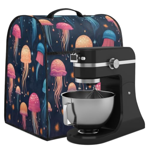 Coffee Maker Cover Colorful Jellyfish Kitchen Appliance Covers Small Appliance Covers Blender Cover Juicer Cover Dust Covers for Kitchen Appliances with Top Handle and Pockets,Washable,B236