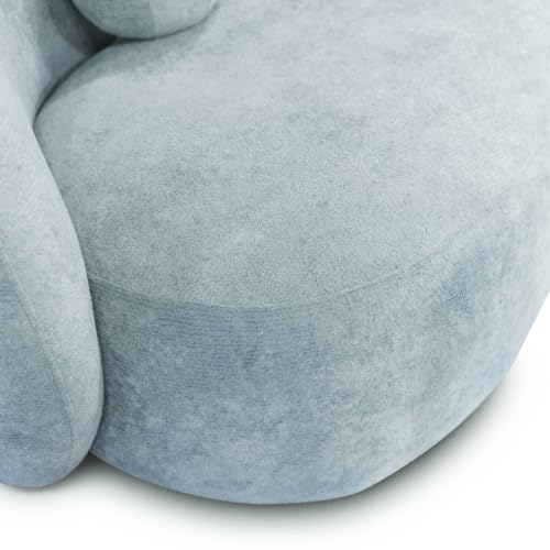 Image of Furniture of America Sylin Modern Chenille Sofa with Pillows, Curved Arms and High Density Foam, Wooden Comfortable Couch for Living Room, Office, Powder Blue
