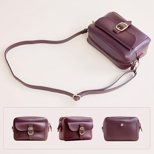 SUNLIGHT LEAVES Vegan Leather Crossbody Camera Bag For Women Vintage Square Satchel Retro Small Purse Simple Shoulder Handbag3