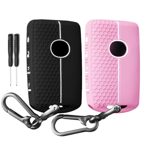 Image of QBUC 2PCS for Mazda Silicone Rubber Key Fob Cover with Keychain (4 Buttons)