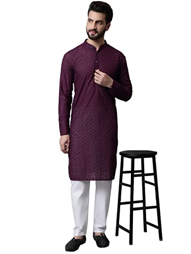 Image of Jompers Men's Regular Fit Cotton Embroidered Kurta Set